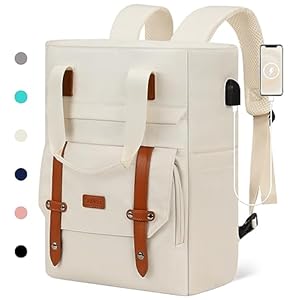 Large 17 Inch Laptop Backpack for Women, Travel Backpack with USB Charging Port, Flight Approved Carry On Backpack Versatile for Travel and Work-Beige