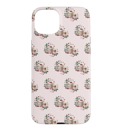 Strawberry Books and Coffee Aesthetic Cottagecore Readers �X�}�z�P�[�X iPhone 15 Plus �p