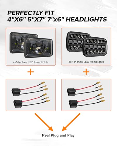 Image of BICYACO 2PCS H4 9003 HB2 Wire Wiring Harness Sockets for 4 inchx6 inch 7 inchx6 inch 5 inchx7 inch Inch Sealed Beam Car Truck Headlights Pickup Heavy Duty Headlamp
