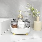 Anyoifax Makeup Perfume Organizer Tray 360 Degree Rotating Lazy Susan Skincare Lotion Organizer Spinning Cosmetics Storage for Dresser, Vanity, Bathroom Countertop, Small Ivory White - Image 4