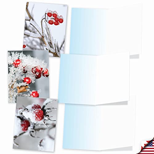 Image of The Best Card Company - 10 Holiday Note Cards for Christmas - Festive Bulk Assortment, Boxed Notecards with Envelopes (4 x 5.12 Inch) - Merry Berries M2274
