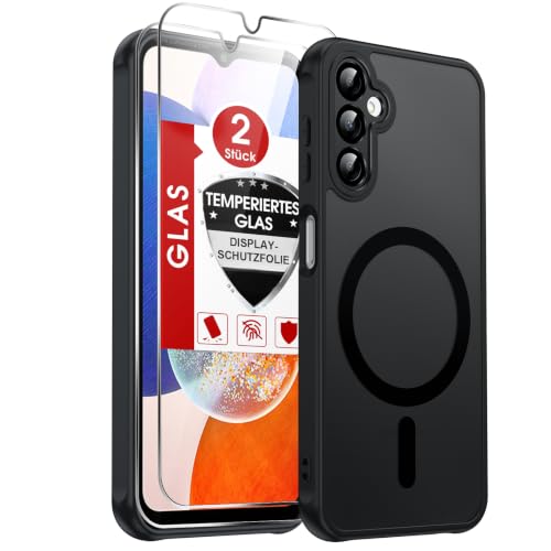 LeYi für Samsung Galaxy A14 5G Hülle für Magsafe mit 2X Panzerglas-Schwarz – Ansicht 1