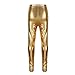 TAIKMD Girls Kids Shiny Metallic Dance Fashion Leggings Tights Loose Fit for Modern Hip Hop Street Dancewear (Gold, 5-6)
