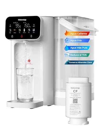 Waterdrop CT01 Fría & Caliente Dispensador de Agua con Filtro, Reduce TDS, Cal, Cloro, Conservar Minerales Importantes, 8 Etapas Filtración con Esterilización UV, Múltiples Temperatura (15-95 °C)