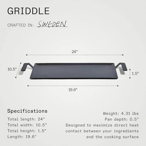 Made In Cookware - Carbon Steel Griddle - (Like Cast Iron, but Better) - Professional Cookware - Crafted in Sweden - Induction Compatible