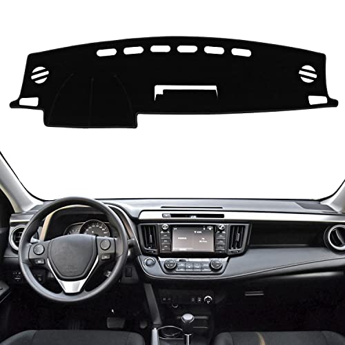 REMOCH for Toyota Rav4 Accessories 2018 2017 2016 2015 2014 2013 Dash Cover Dashboard Cover Mat Custom Fit Center Console Cover Sunshield Protector RAV 4 Pad(Black Trim)