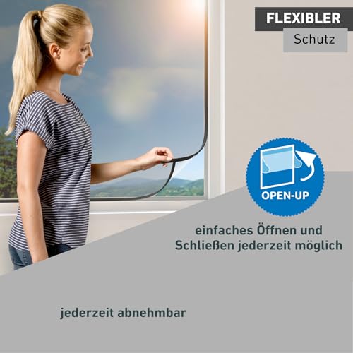Windhager Insektenschutz und Sonnenschutz Magnetrahmen Fenster, Magnet-Rahmen für Fenster, Fliegengitter, werkzeugfreie Montage, Selbstbausatz 100 x 120cm, anthrazit