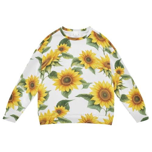 JUNZAN Aesthetic Sunflower White Little Kids Sweatshirt Hoodie Long Sleeve Tops Clothing Shirts Party 4T