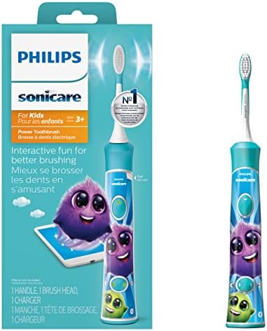 Philips Sonicare for Kids 3+ Bluetooth Connected Rechargeable Electric Power Toothbrush, Interactive for Better Brushing, Turquoise, HX6321/02