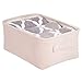 mDesign Cesta de tela con forro y diseño estructurado – Ideal como cesto para baño o como organizador de cosméticos – Práctico organizador de baño de algodón y metal con asas – rosa claro