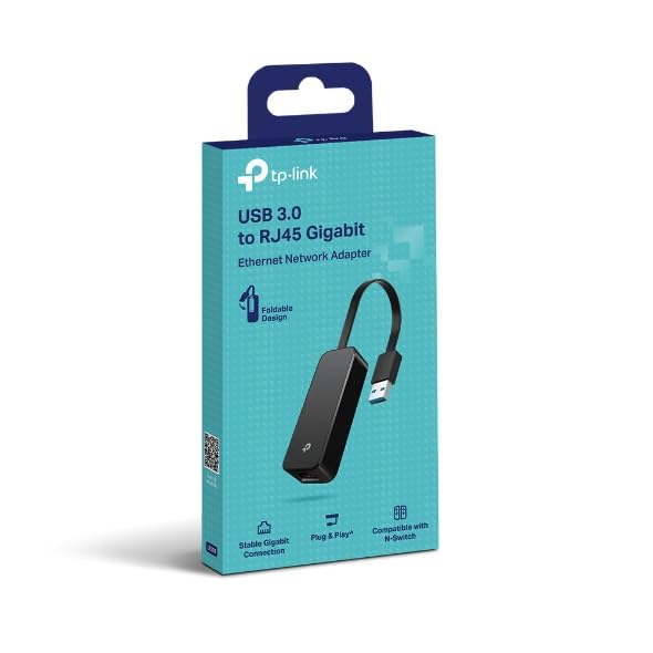 TP-Link UE306 Adattatore di Rete da USB 3.0 a Gigabit Ethernet 10/100/1000, Design Pieghevole e Portatile, Plug&Play in Nintendo Switch