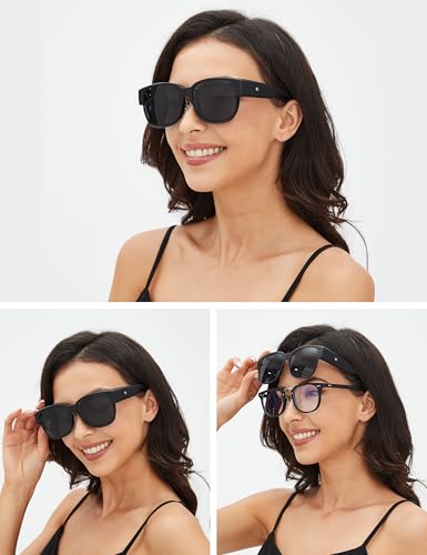 BIRCEN Polarized Fit Over Sunglasses: Wear Over Glasses Sunglasses Wrap Around Fitover Shades for Men Women UV Protection3