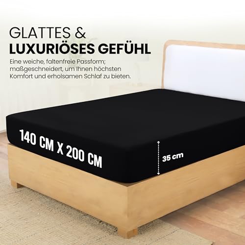 Utopia Bedding - Spannbettlaken 140x200cm - Schwarz - Gebürstete Polyester-Mikrofaser Spannbetttuch - 35 cm Tiefe Tasche 2
