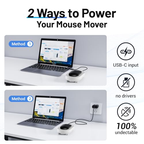 Image of HONKID Undetectable Mouse Mover Jiggler with ON /Off Switch and USB Port Drive-Free,Simulate Physical Automatically Mouse Movement,Prevent Computer Laptop Inactive /Lockdown (White)