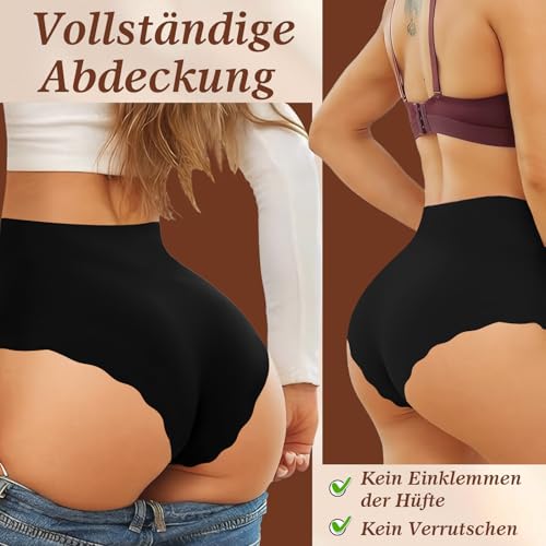 TDONE Unterwäsche Damen Nahtlos,Seamless Slips Damen Taillenslip Bequeme Nahtlose Frauen Unterhosen Women Unterwäsche Mittlere Bis Hohe Taille Aus Eisseide Atmungsaktiv Kühl Sexy 6er Pack