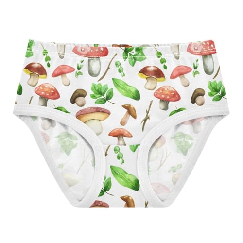 Watercolor Mushrooms White Toddler Underwear Custom 2t Cotton Cute Panties Girl Flower Briefs Girls Undies