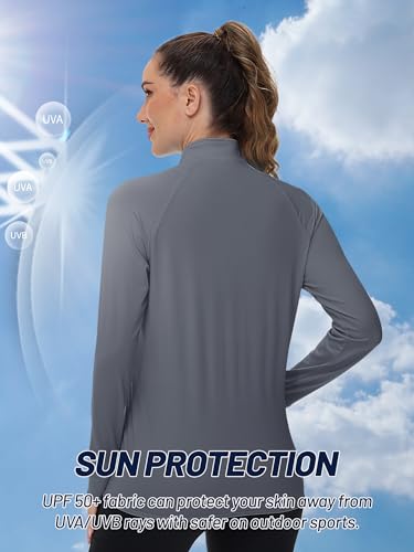 Tacvasen TCLT-713-W658-DARK GRAY-XL Uv Protection Shirt For Women Workout Jacket Long Sleeve Hiking Shirt Gym Jacket Womens Activewear thumb #1