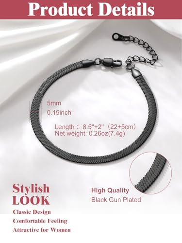 Image of FOCALOOK 14K Gold Plated Anklets for Women Waterproof Plus Size Ankle Bracelet 8.5-10.5 Inch Adjustable Mariner /Figaro /Flat Snake /Cuban Link Chain Anklet Jewelry for Summer Beach Holiday