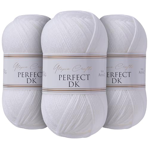 Utopia Crafts DK Double Knitting Yarn 3x 100g (White)