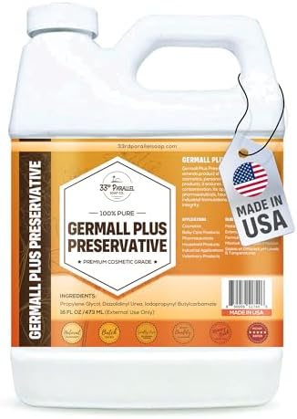 GERMALL PLUS PRESERVATIVE Liquid ( 16 oz ) Paraben-Free; Formaldehyde-Free; Water & Oil Soluble | Suitable for Soap Making, Lotions, Conditioners, Creams | Keeps Products Fresh & Safe | 16 OUNCES