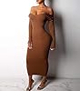 Cinyifaan Womens Long Sleeve Ribbed Brown Bodycon ... #2
