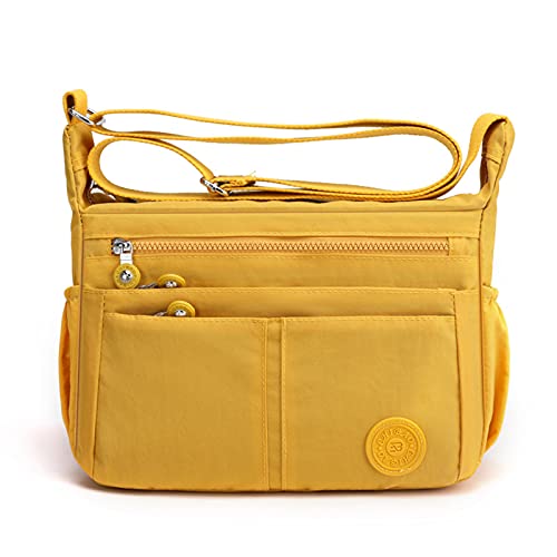 FANDARE Ligero Bolsos Bandolera Cuerpo Cruzados Mujer Bolsas de Mensajero Impermeable Nylon Deportes Escuela Shopper Sling Crossbody Bag Amarillo
