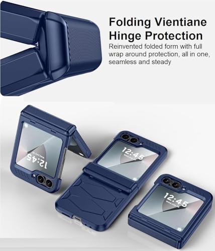 Image of Midkart Hinge Protection Cover Compatible with Samsung Galaxy Z Flip 6 / Z Flip 7 FE with Built-in Screen Protection Armor Case Shockproof, Blue