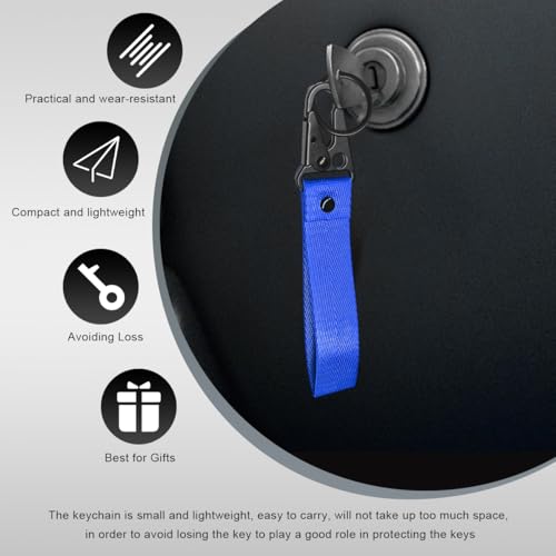 Image of Wevdn Car Key Chain, Fabric Metal Practical Multifunctional Motorcycle Keychain, Anti-Lost Keychain with O-Ring for Men Women (Blue)