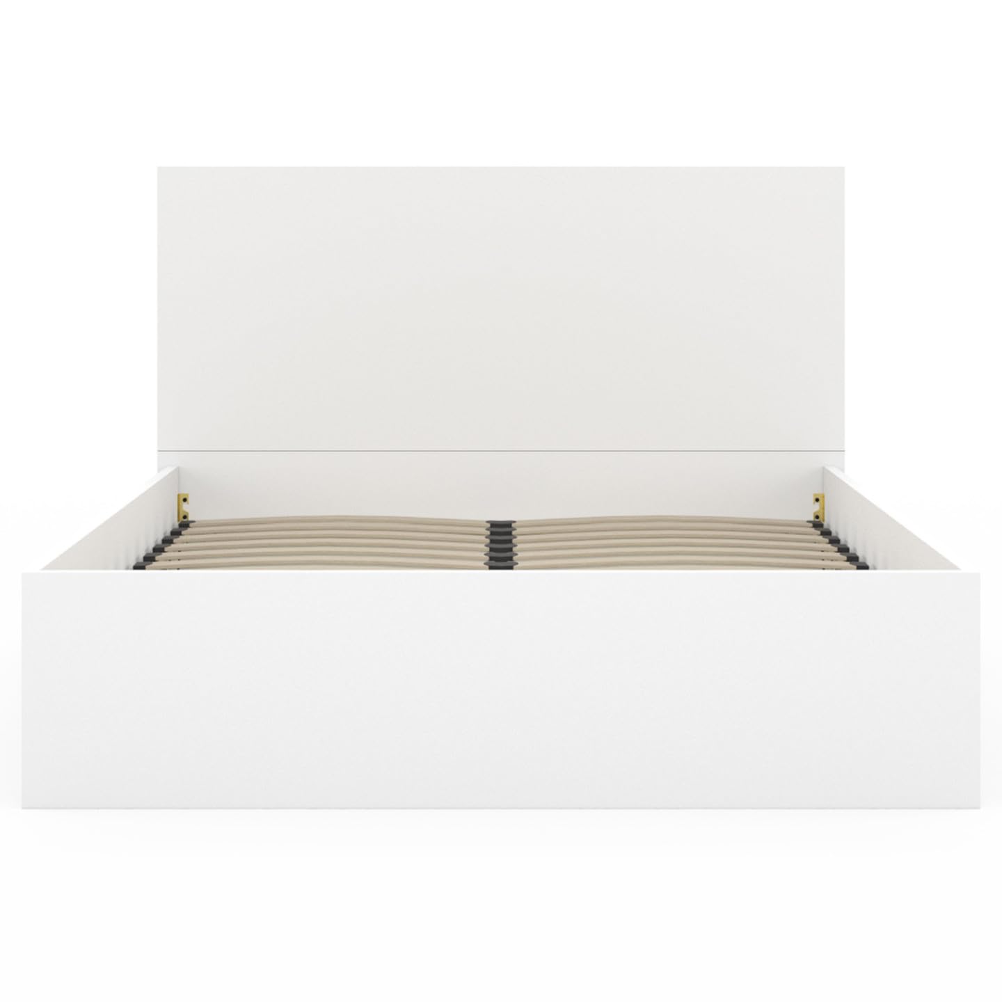 IDMarket - Lit Coffre Double Seaside avec tête de lit et sommier 140 x 190 cm Blanc