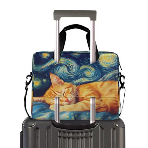 Maletín compacto de laptop con diseño de queso y gato con correa suave 4