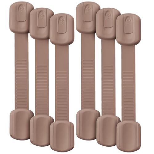 Image of Bates- Child Safety Strap Locks, 6 Pack, Warm Earthy, Baby Cabinet Locks with Adjustable Strap Length