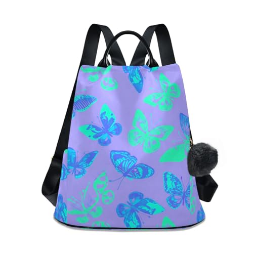 Sac à dos femme à impression élégante turquoise et violet doté de finitions haut de gamme