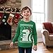 Tstars Boys Ugly Christmas Shirt Santa Dinosaur Tacky Sweater Style Xmas Holiday Youth Kids Long Sleeve T-Shirt Medium Green