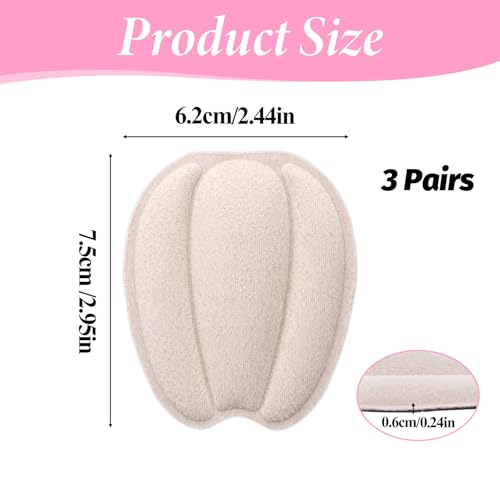 Image of 3 Pairs Tongue Pads for Shoe Too Big, Non Slip Tongue Cushion Insert for Loose Shoe Size Reducer Heel Pads Grips Cushion Inserts Replacement Shoes Filler for Men Women (Beige)