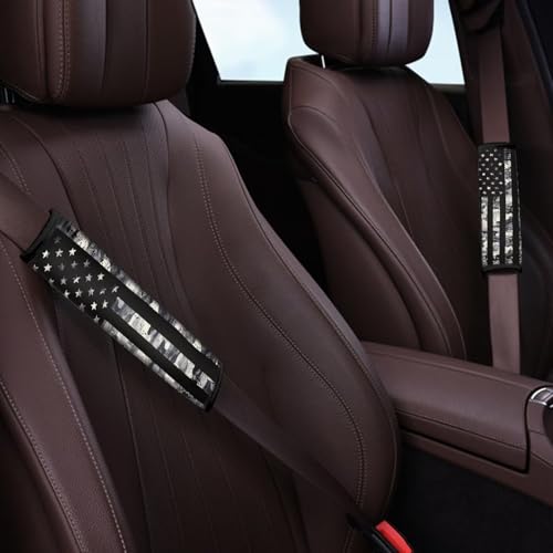 Image of AFPANQZ Grey Flag Print Car Seat Belt Cover Cushion Universal Fit Two-Packs Automotive Seat Belt Pillow for Kids Shoulder Straps Pads Covers Universal Fit for Truck Vans Sedans SUVs