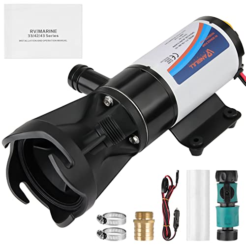 Anbull RV Macerator Pump, RV Waste Pump 12v Quick Release Macerator Dump Station Mount 12GPM (Black)