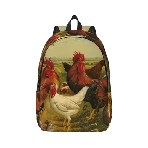 Sac à dos d'infirmière ordinateur portable imprimé poules et ferme léger