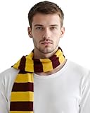 Century Star Winter Scarf Mens Warm Striped Long Scarves-For Party Festival Casual Costume Accessory Red and Yellow Stripes