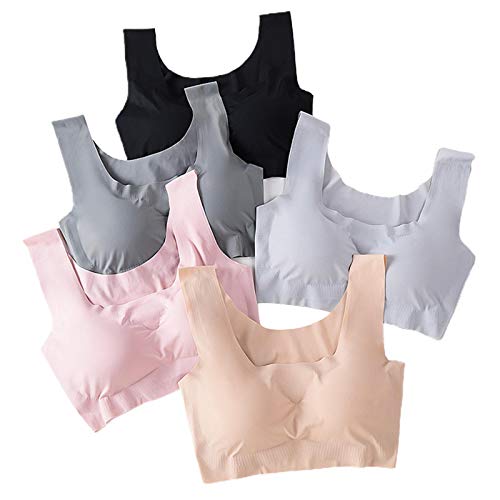 Wansan Women's Bra, Non-Marking and Non-Wireless Underwear, Yoga Plus Size Sports Underwear Pack of 5 (L)