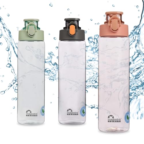 Majestic Sport Okosei Clear Trinkflasche 750ml, Wasserflasche BPA-Frei, Tritan, gym flasche, Sportflasche für Fahrrad, Outdoor, Fitness, Leicht, Stoßfest, Wiederverwendbar, Rosa.