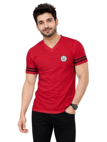 Image of Geum Men's Solid Half Sleeve V-Neck T-Shirt | Soft & Breathable Fabric | Regular Fit | Casual Everyday T-Shirt