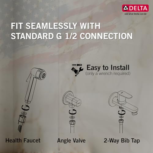 Image of DELTA FAUCET, 1.2 metre flexible hose pipe for Jet Spray, Polished Chrome, Shower Tube for Bathroom, RP101083