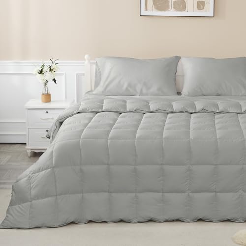 sunflower Comforter Duvet Insert Queen Size Silver Gray Down Alternative Filling Cotton Shell All Season Hypoallergenic Warm Breathable Noiseless Machine Washable with Corner Taps