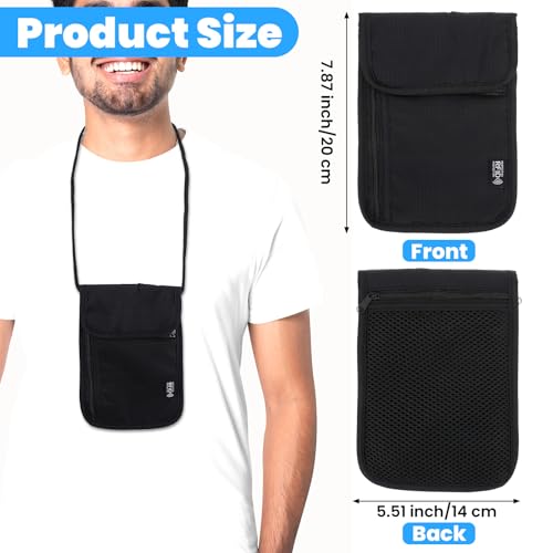 Travel Neck Wallet RFID Blocking Passport Holder 5.5" x 7.9" Adjustable Neck Pouch Lightweight Passport Travel Wallet Waterproof Security Organizer Case for Women Men2