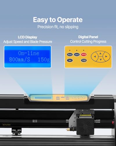 Image of VEVOR Vinyl Cutter Machine, Upgraded 28 Inch Paper Feed Cutting Plotter Bundle, Adjustable Force & Speed Vinyl Printer with Powerful Stepper Motors, Signmaster Software Compatible with Windows System