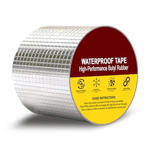 Image of Aluminium Butyl Waterproof Tape | Heavy Duty Leak Repair Sealing Tape | Self-Adhesive Roof, Pipe & Wall Crack Repair | Weatherproof & Heat Resistant (10CM*5M)
