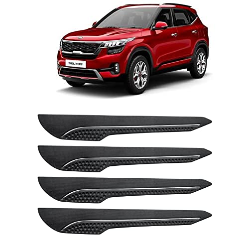 Image of AOSIS-Car Bumper Protector /Bumper Guard for Kia Seltos with Single Chrome Stripe (4-Pcs)