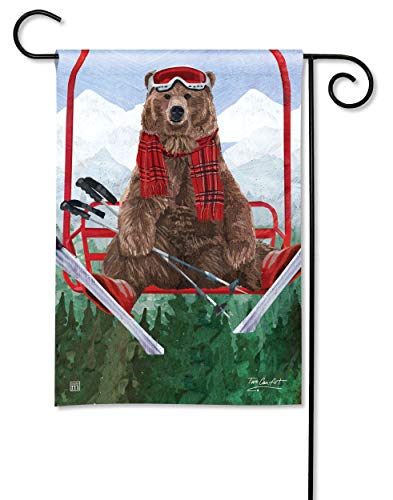 BreezeArt Studio M Ski Lift Bear Fall/Winter Decorative Garden Flag â€“ Premium Quality, 12.5 x 18 Inches