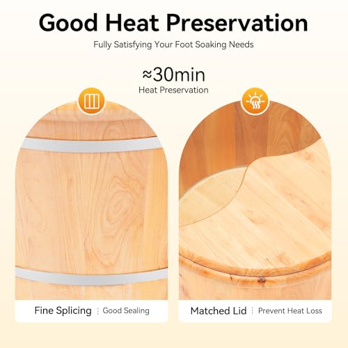 Cubeta de Madera para Baño de Pies con Tapa y Masajeador miniatura 3
