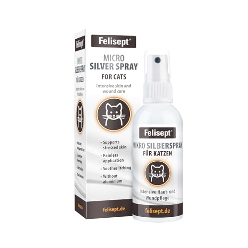 Felisept Micro Argento Spray per gatti 75ml - Cicatrizzante per gatti - Spray per ferite del cane - Indolore per il gatto - Senza alluminio e argento colloidale per gatti - Idratante